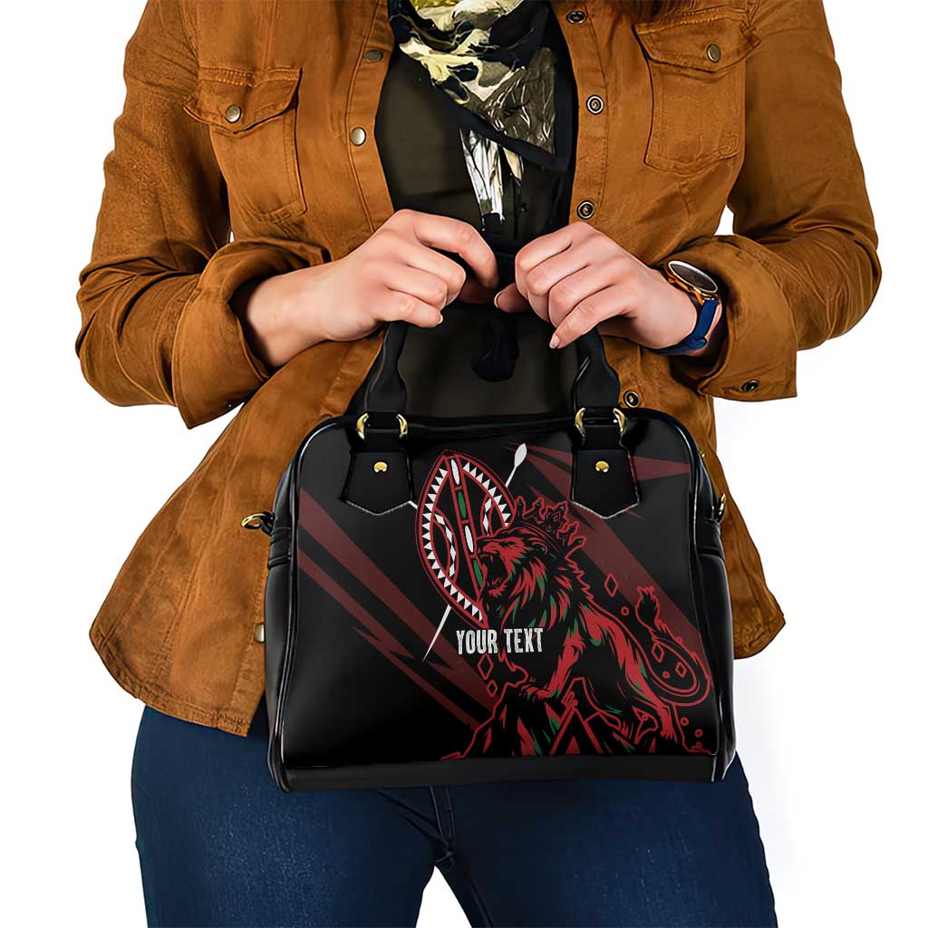 Kenya King Lion Personalized Shoulder Handbag Stylized Maasai Shield LT7