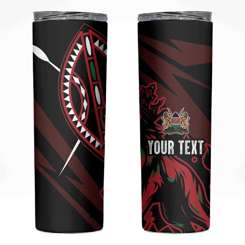 Kenya Personalized Lion Skinny Tumbler Stylized Maasai Shield LT7