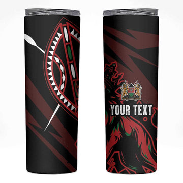 Kenya Personalized Lion Skinny Tumbler Stylized Maasai Shield LT7