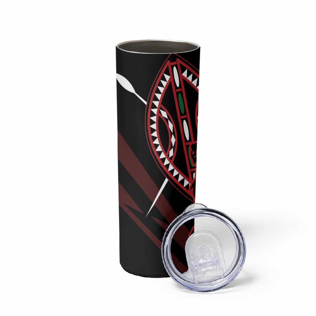 Kenya Personalized Lion Skinny Tumbler Stylized Maasai Shield LT7