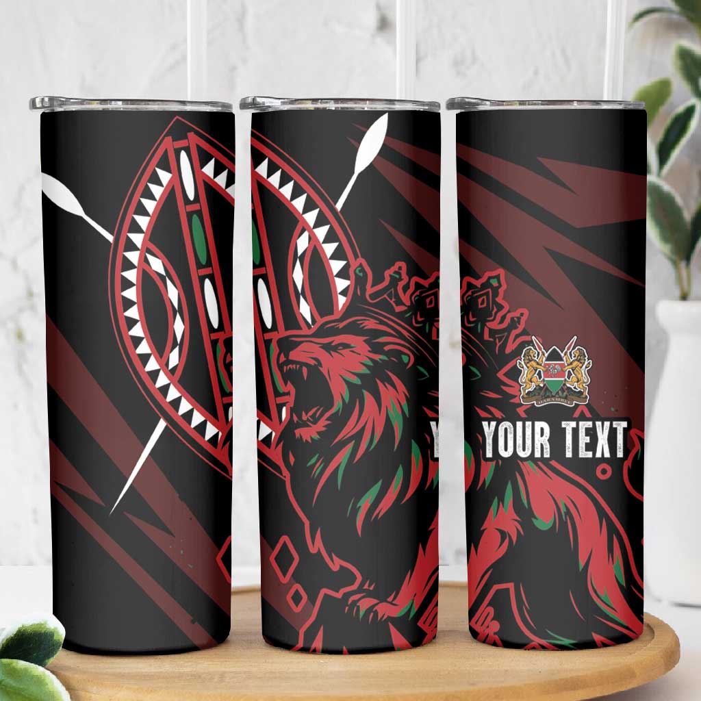 Kenya Personalized Lion Skinny Tumbler Stylized Maasai Shield LT7
