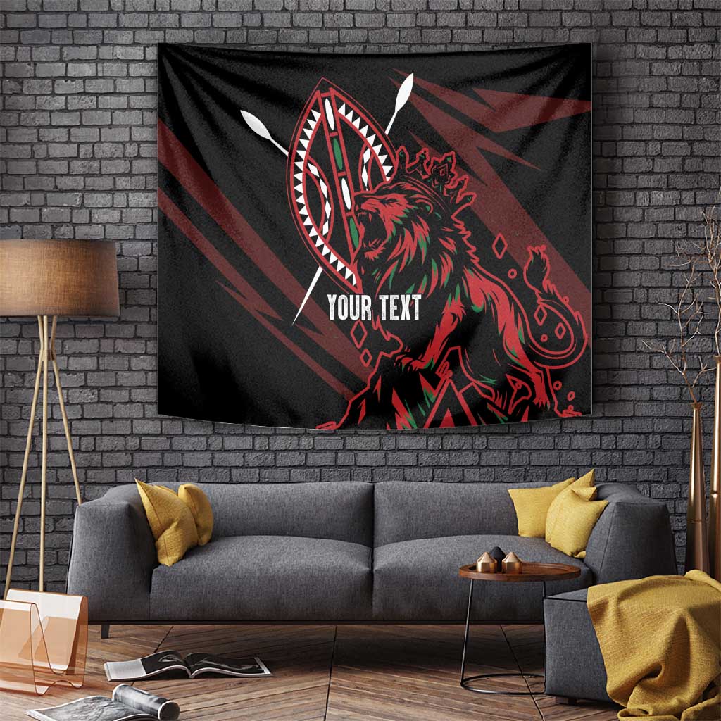Kenya Personalized Lion Tapestry Stylized Maasai Shield LT7