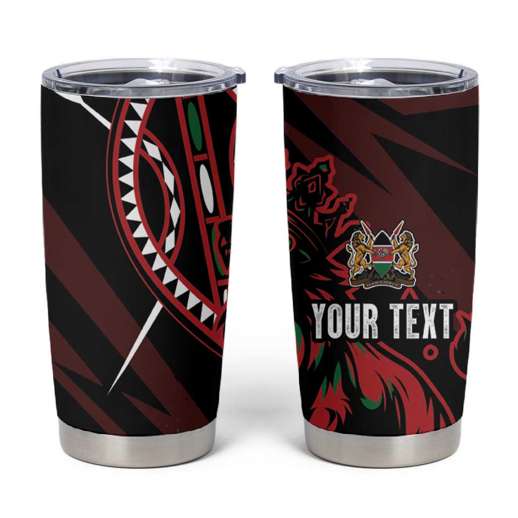 Kenya Personalized Lion Tumbler Cup Stylized Maasai Shield LT7