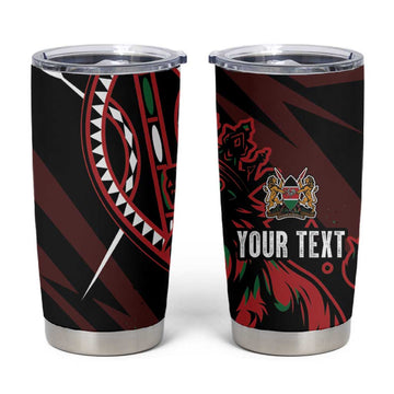 Kenya Personalized Lion Tumbler Cup Stylized Maasai Shield LT7