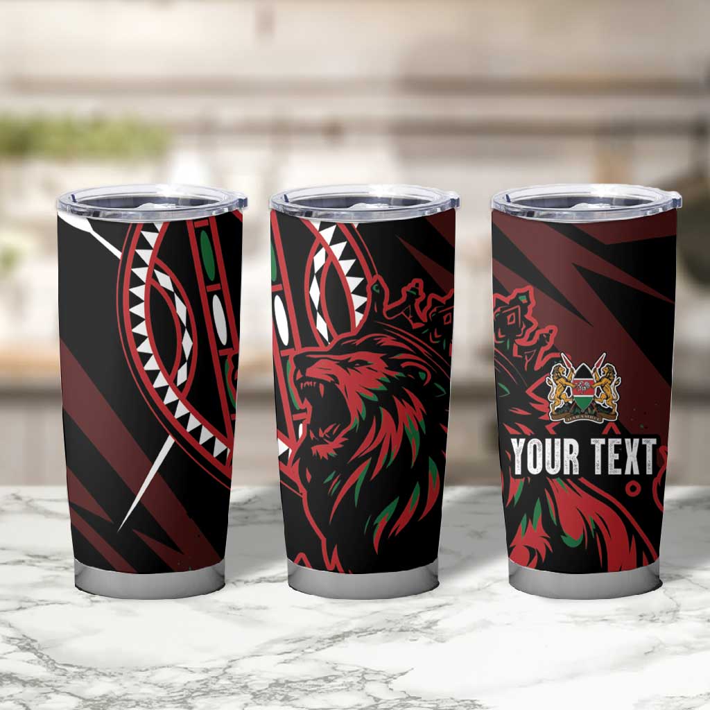 Kenya Personalized Lion Tumbler Cup Stylized Maasai Shield LT7