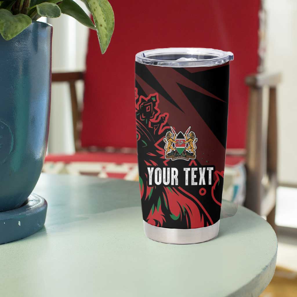 Kenya Personalized Lion Tumbler Cup Stylized Maasai Shield LT7
