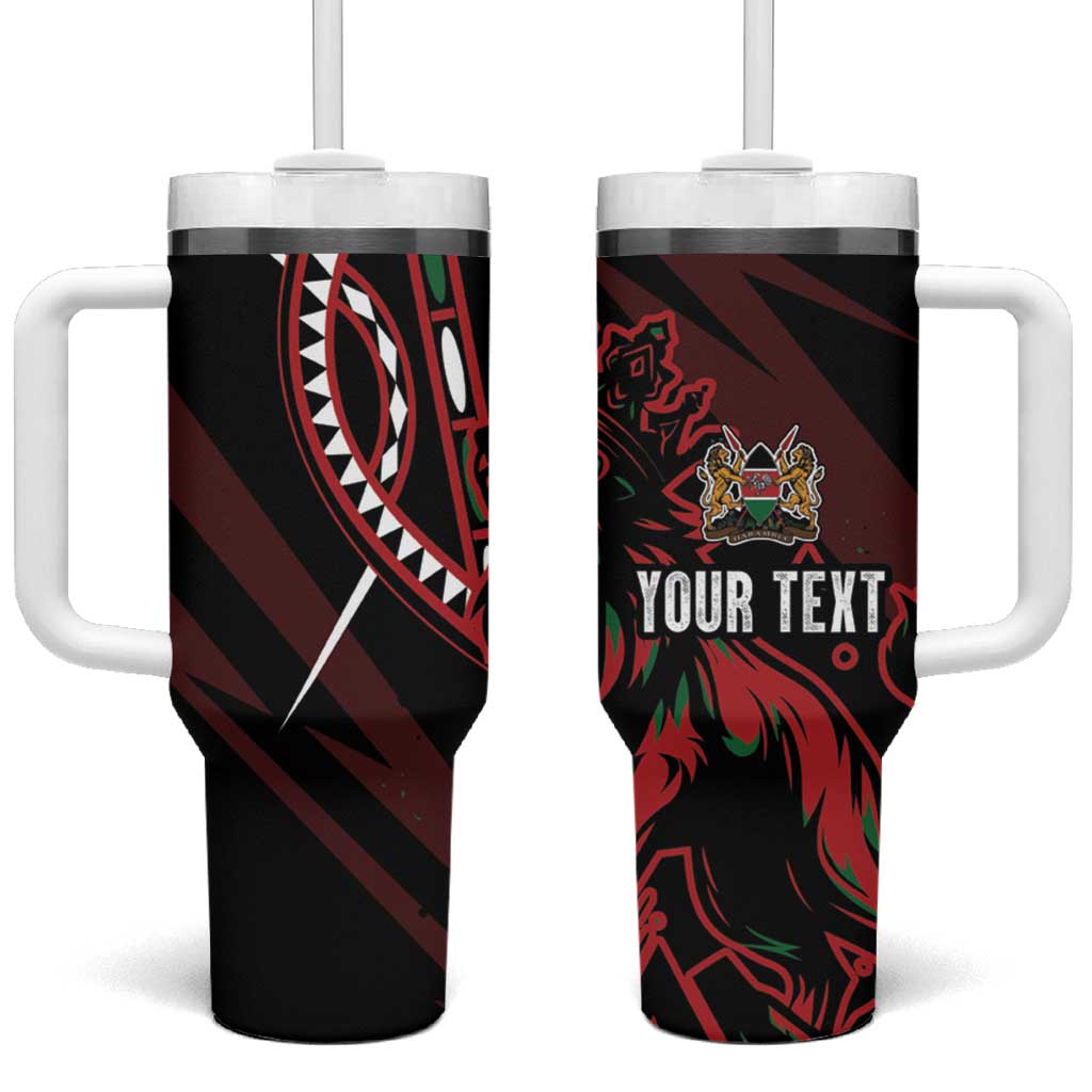 Kenya Personalized Lion Tumbler With Handle Stylized Maasai Shield LT7