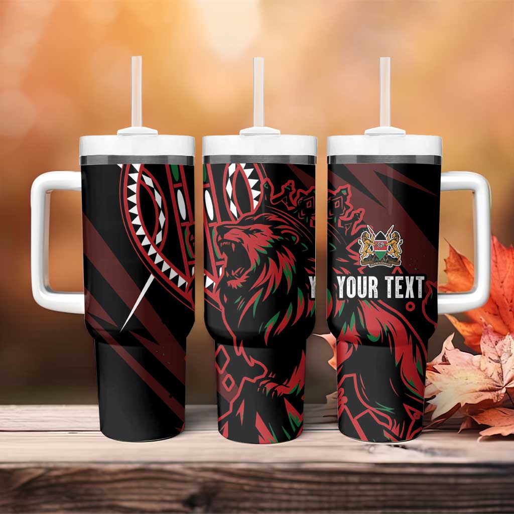 Kenya Personalized Lion Tumbler With Handle Stylized Maasai Shield LT7