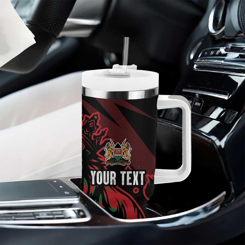 Kenya Personalized Lion Tumbler With Handle Stylized Maasai Shield LT7