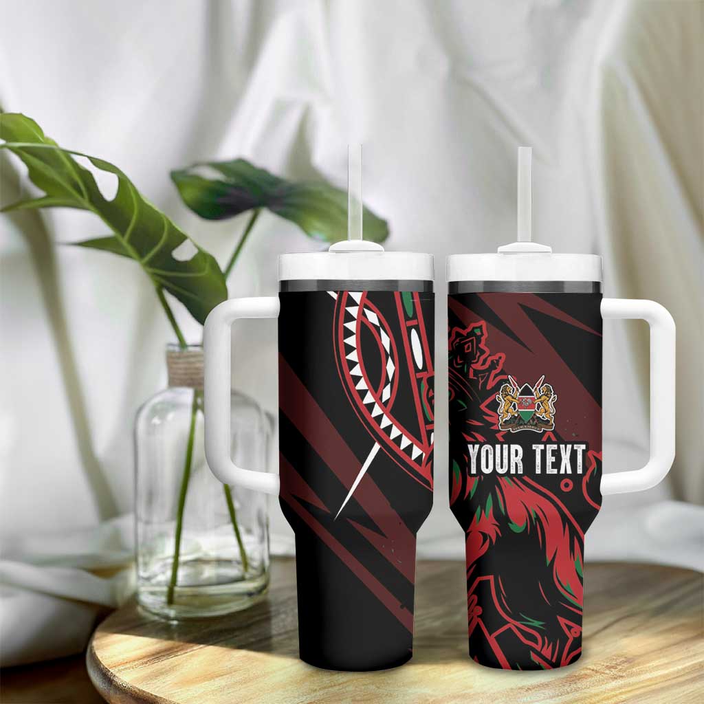 Kenya Personalized Lion Tumbler With Handle Stylized Maasai Shield LT7