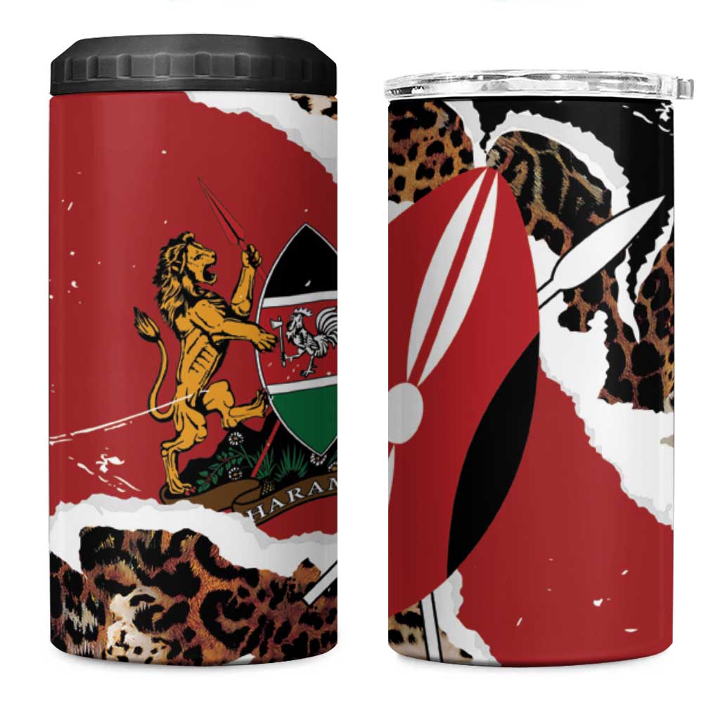 Kenya 4 in 1 Can Cooler Tumbler Mix Animal Skin Pattern Grunge Style LT7