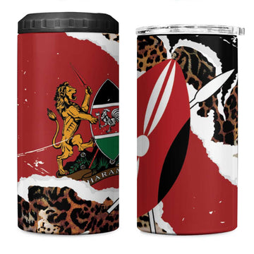 Kenya 4 in 1 Can Cooler Tumbler Mix Animal Skin Pattern Grunge Style LT7