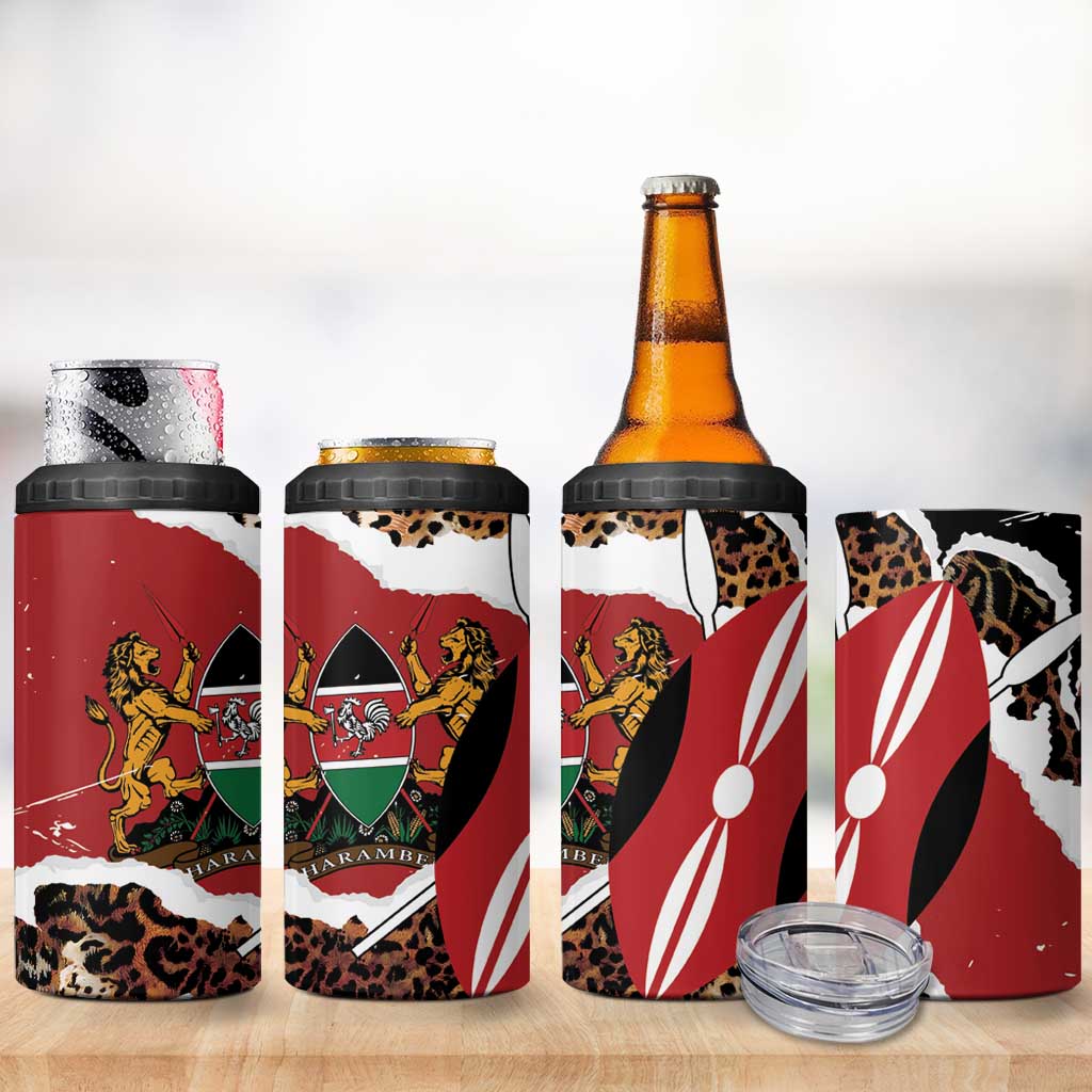 Kenya 4 in 1 Can Cooler Tumbler Mix Animal Skin Pattern Grunge Style LT7