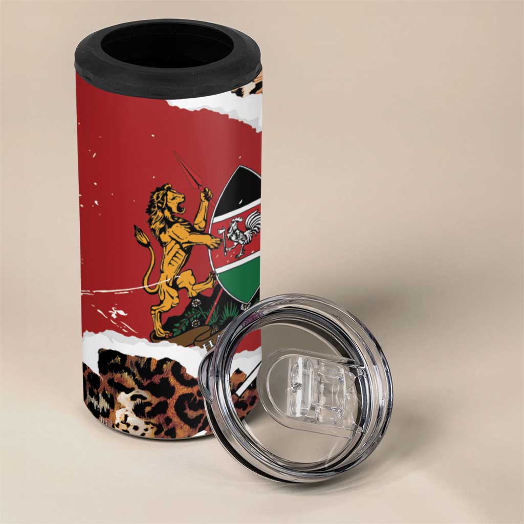Kenya 4 in 1 Can Cooler Tumbler Mix Animal Skin Pattern Grunge Style LT7