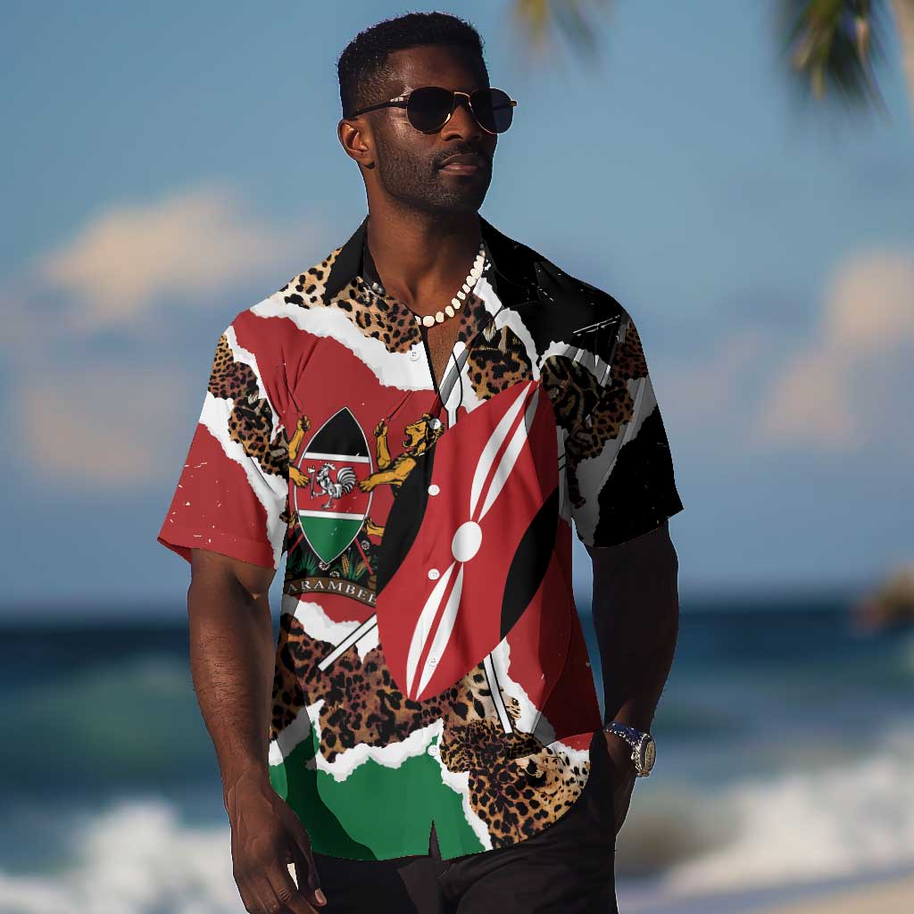 Kenya Hawaiian Shirt Mix Animal Skin Pattern Grunge Style LT7