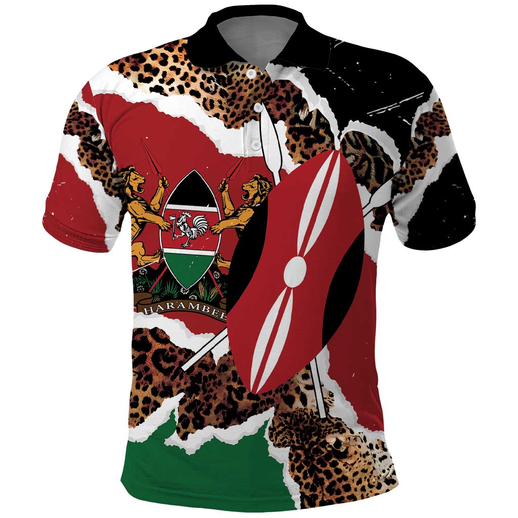 Kenya Grunge Polo Shirt Mix Animal Skin Pattern LT7