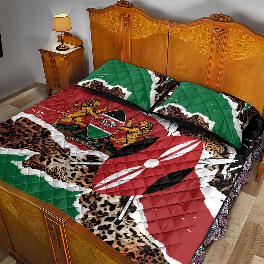 Kenya Quilt Bed Set Mix Animal Skin Pattern Grunge Style LT7
