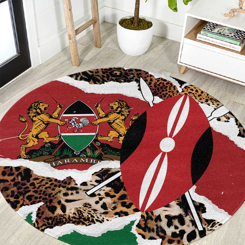 Kenya Round Carpet Mix Animal Skin Pattern Grunge Style LT7