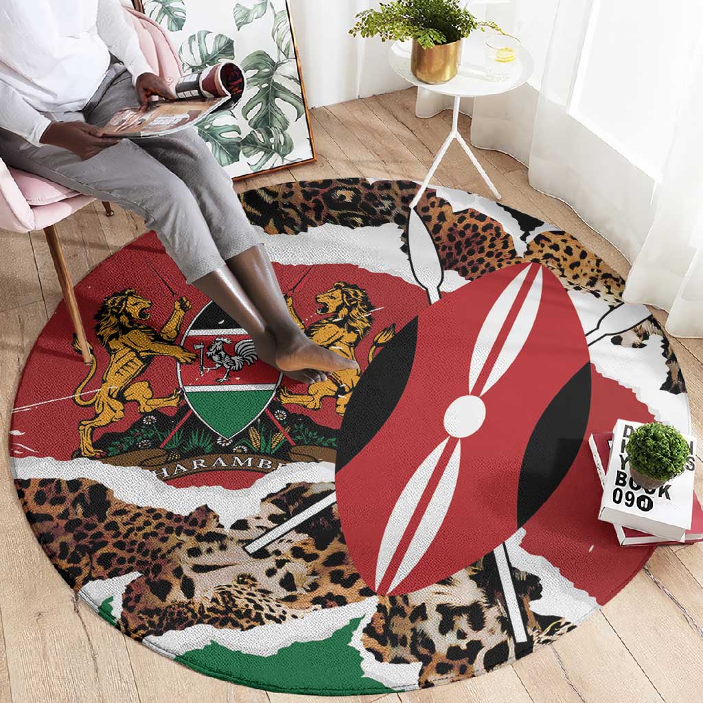 Kenya Round Carpet Mix Animal Skin Pattern Grunge Style LT7