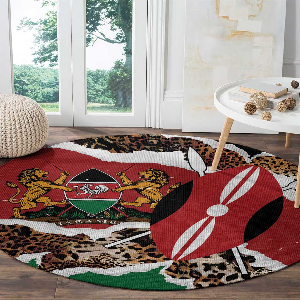 Kenya Round Carpet Mix Animal Skin Pattern Grunge Style LT7