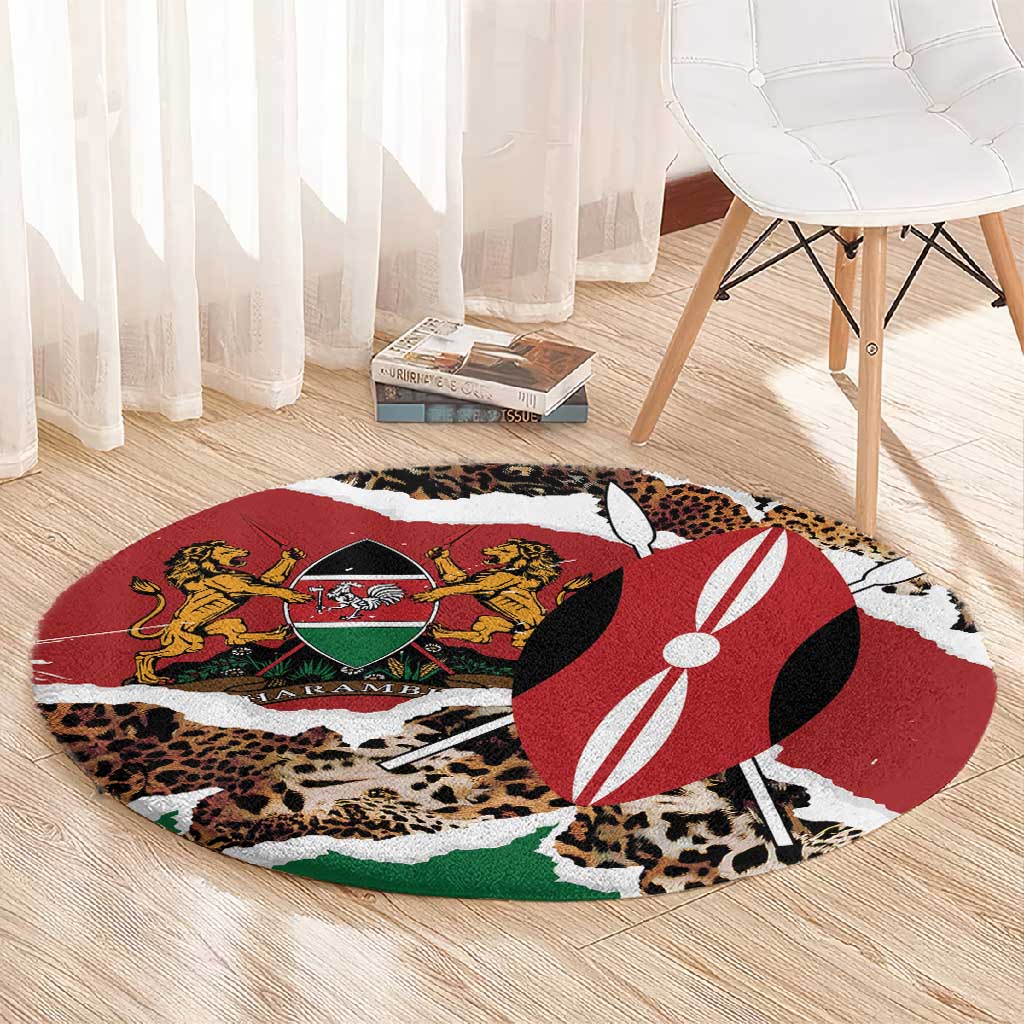 Kenya Round Carpet Mix Animal Skin Pattern Grunge Style LT7