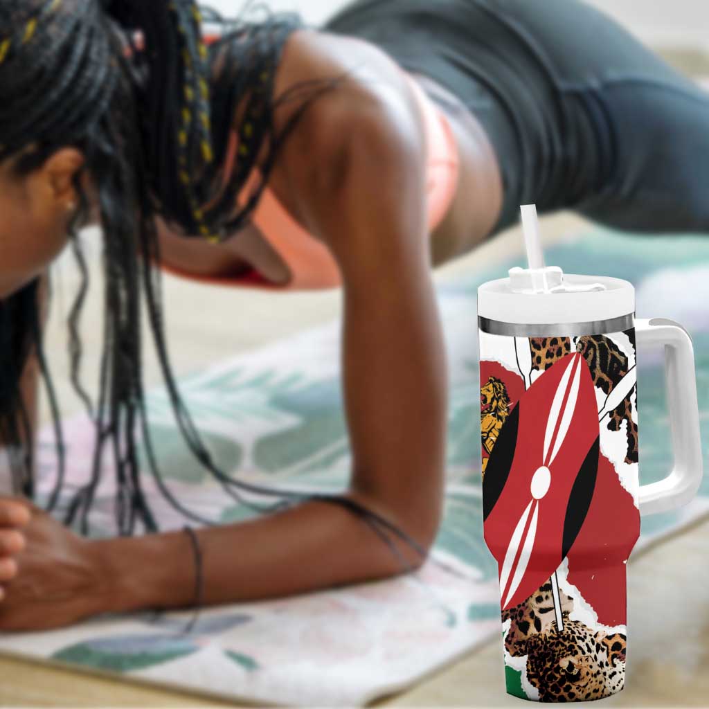 Kenya Tumbler With Handle Mix Animal Skin Pattern Grunge Style LT7