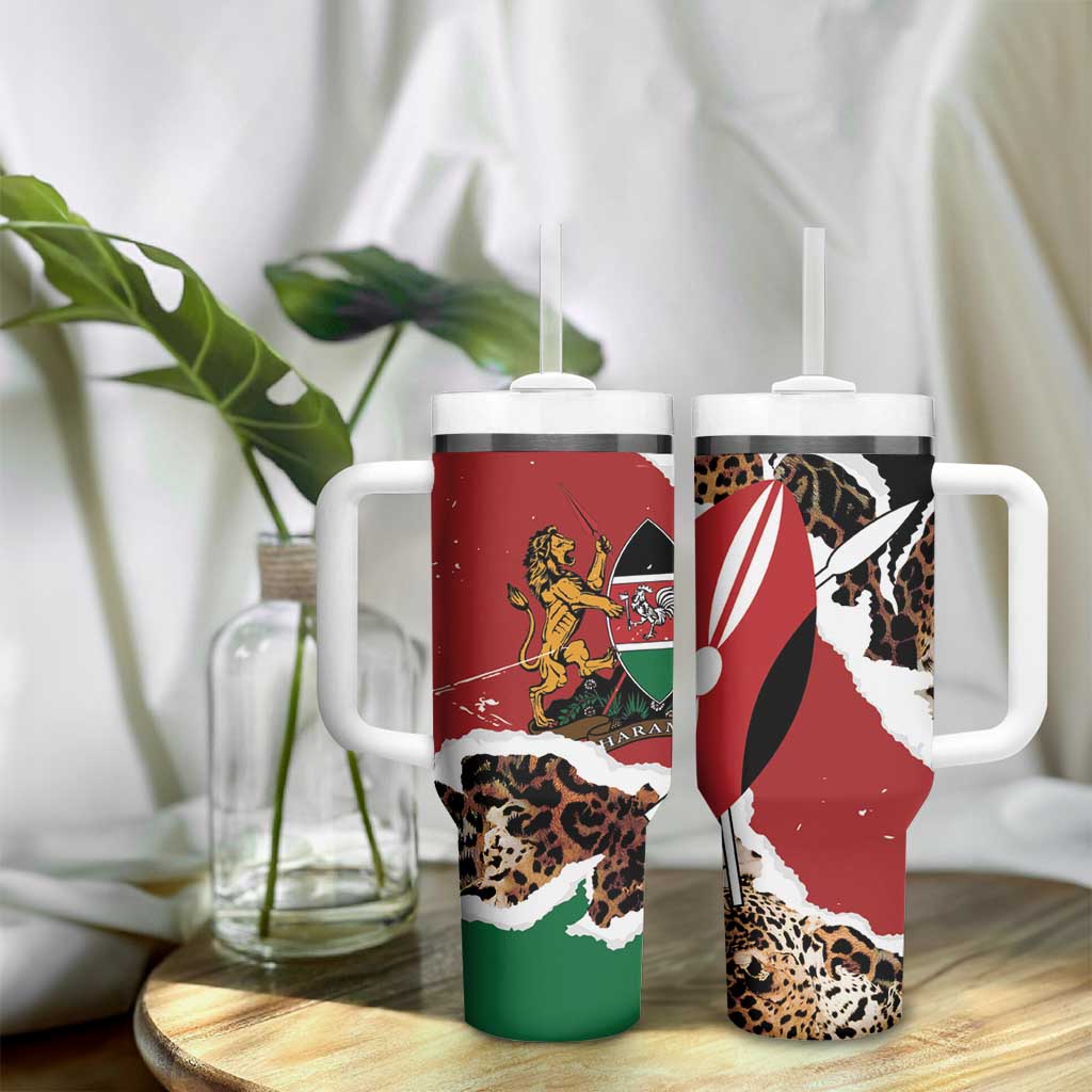 Kenya Tumbler With Handle Mix Animal Skin Pattern Grunge Style LT7