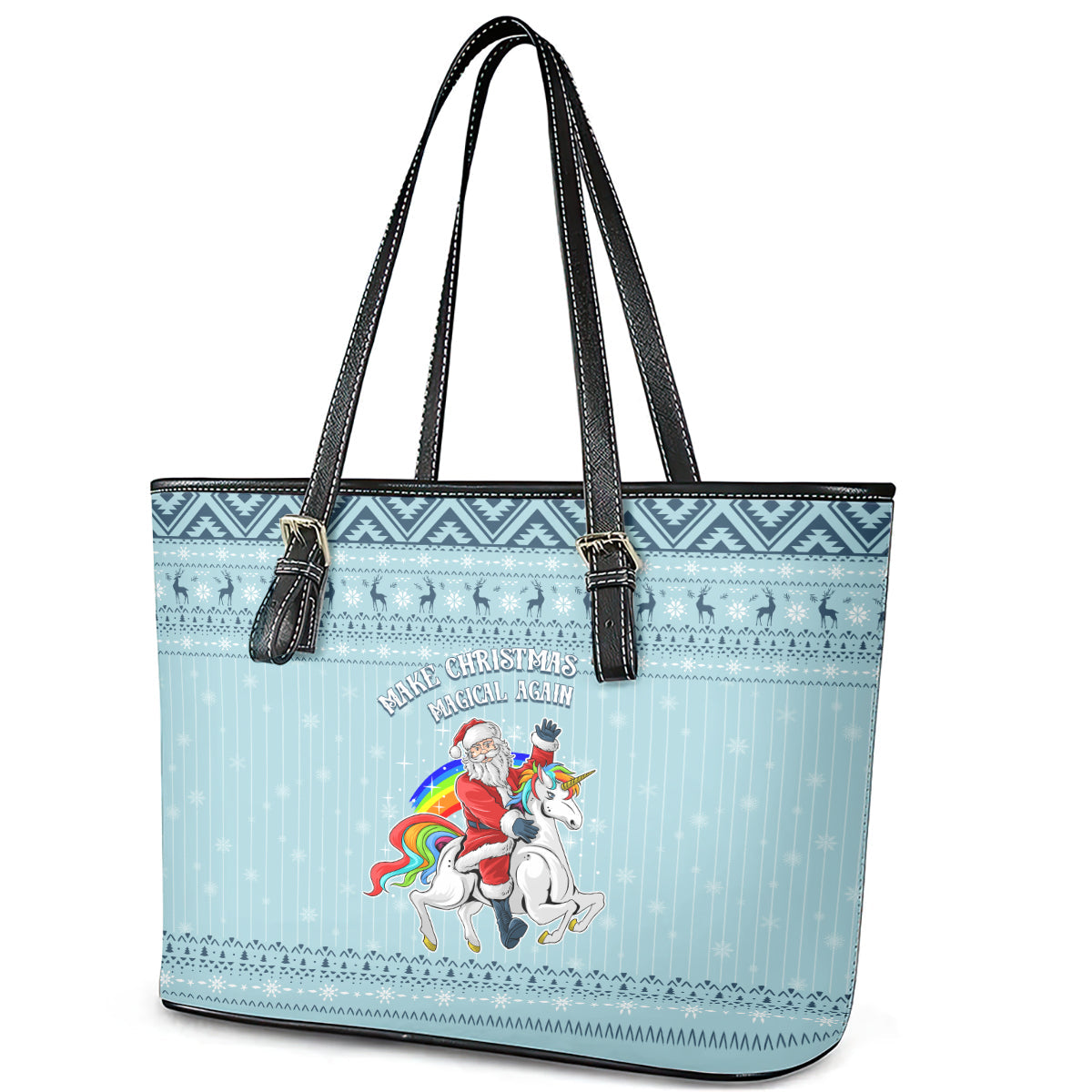 Unicorn - Make Christmas Magical Again Leather Tote Bag LT7