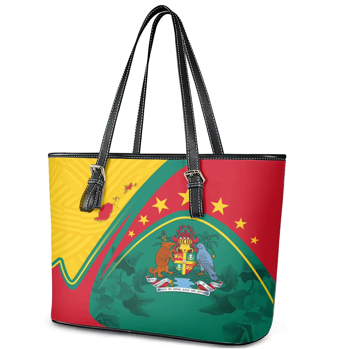 Grenada Leather Tote Bag Stars and Bougainvillea LT7