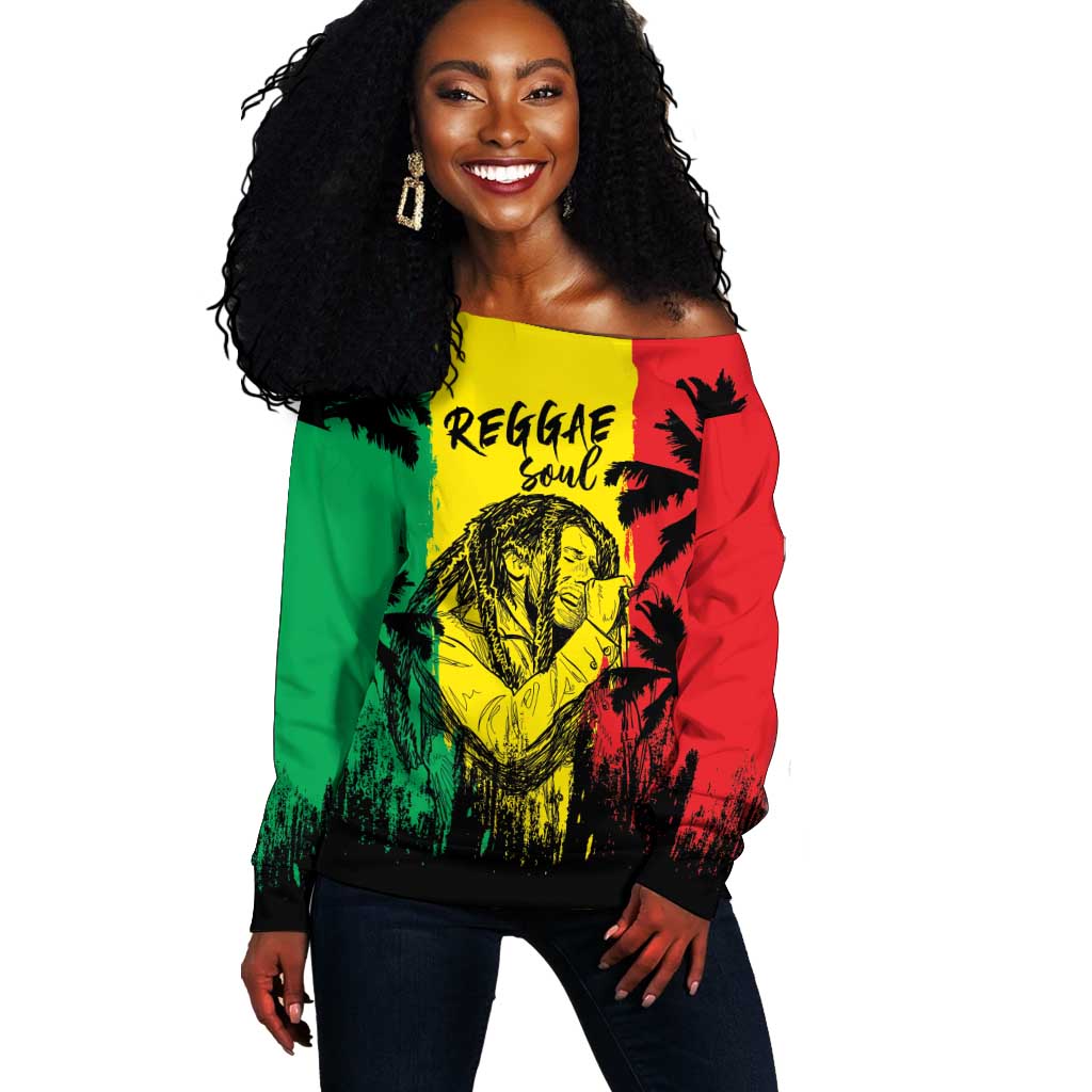 Reggae Soul B.Marley Personalized Off Shoulder Sweater Tropical Grunge LT7