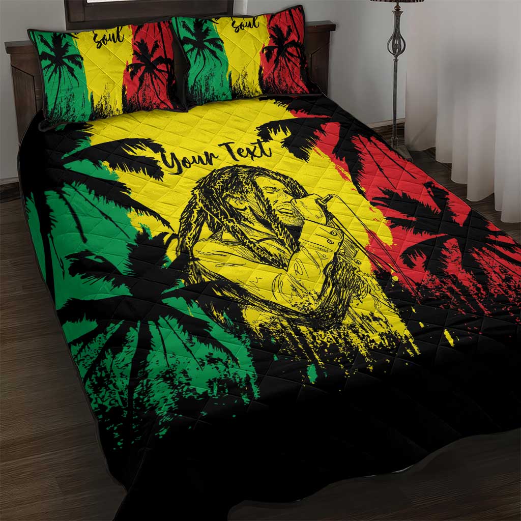 Reggae Soul B.Marley Personalized Quilt Bed Set Tropical Grunge LT7
