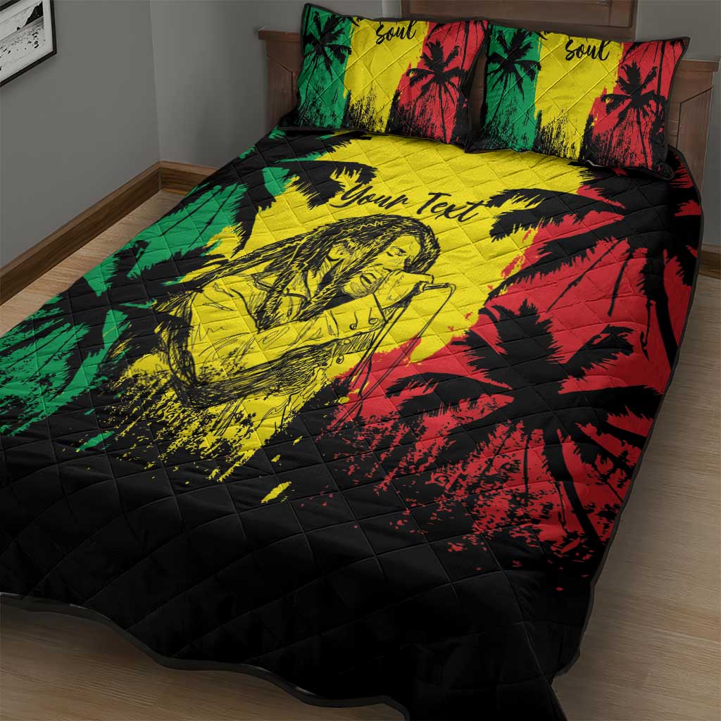 Reggae Soul B.Marley Personalized Quilt Bed Set Tropical Grunge LT7