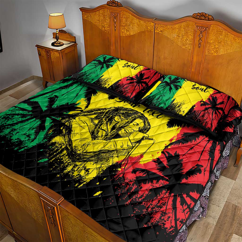 Reggae Soul B.Marley Personalized Quilt Bed Set Tropical Grunge LT7