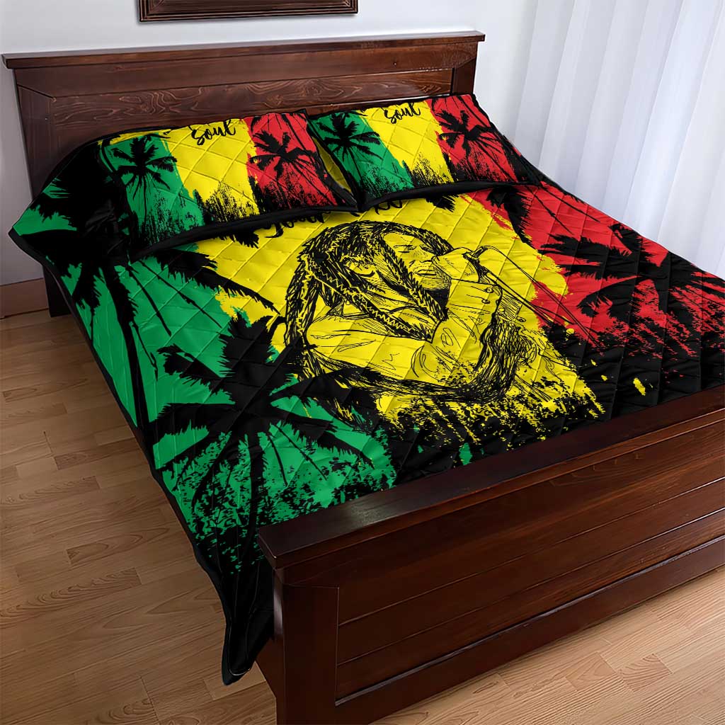 Reggae Soul B.Marley Personalized Quilt Bed Set Tropical Grunge LT7