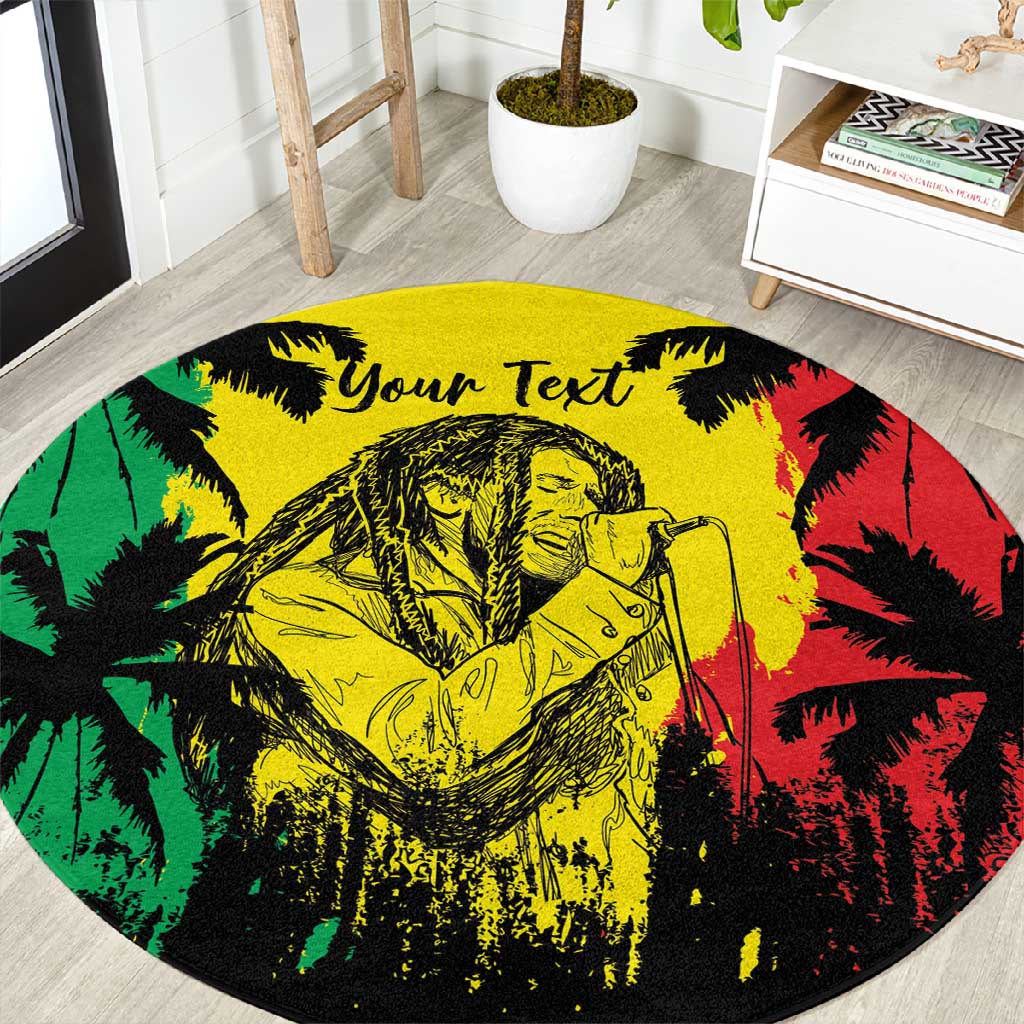 Reggae Soul B.Marley Personalized Round Carpet Tropical Grunge LT7