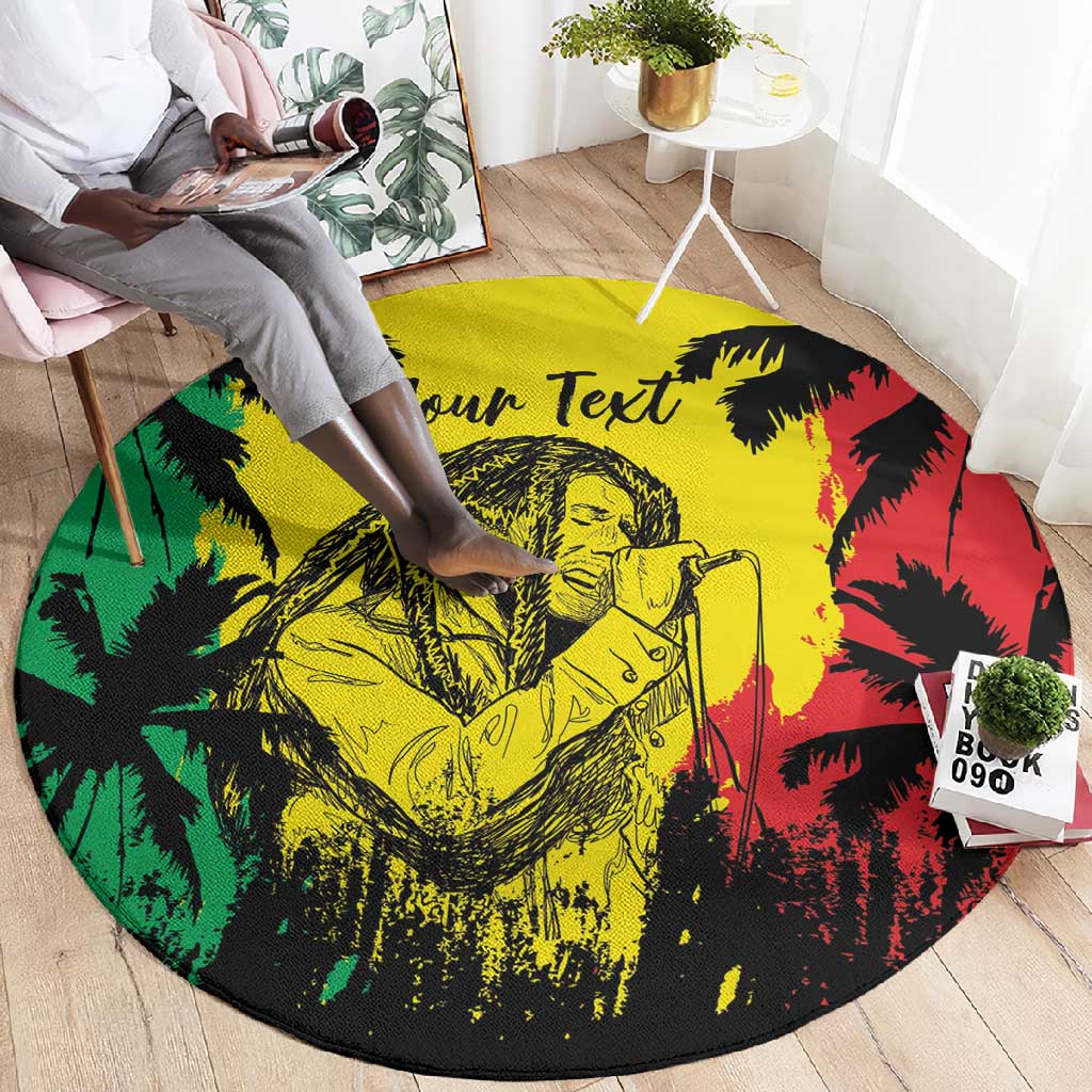 Reggae Soul B.Marley Personalized Round Carpet Tropical Grunge LT7