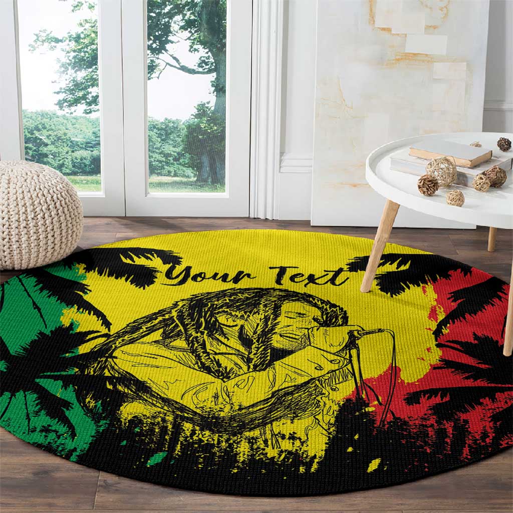 Reggae Soul B.Marley Personalized Round Carpet Tropical Grunge LT7