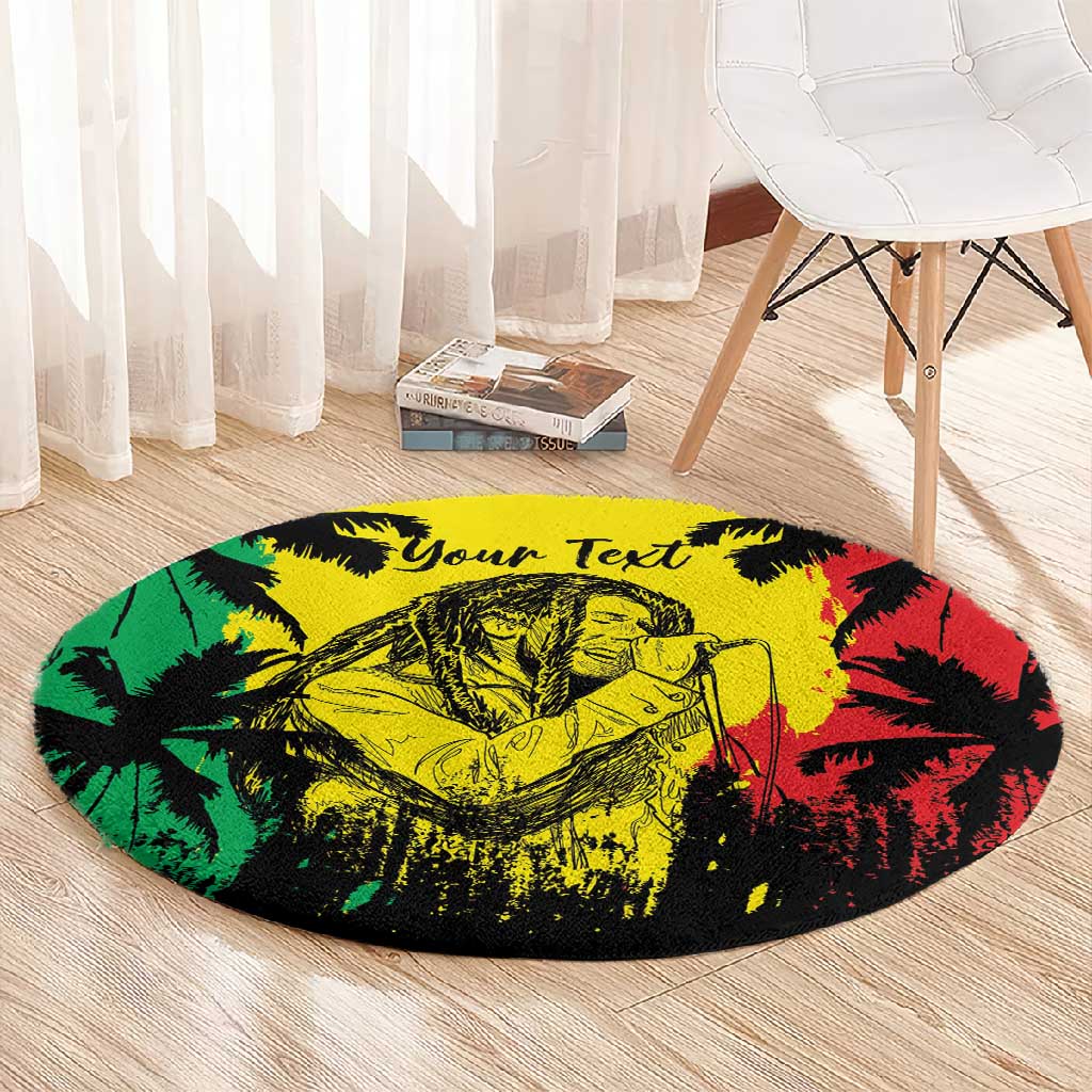 Reggae Soul B.Marley Personalized Round Carpet Tropical Grunge LT7
