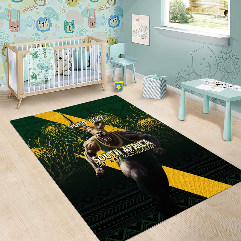 Personalised South Africa Rugby Area Rug Proud Bokke We Are Champions LT7