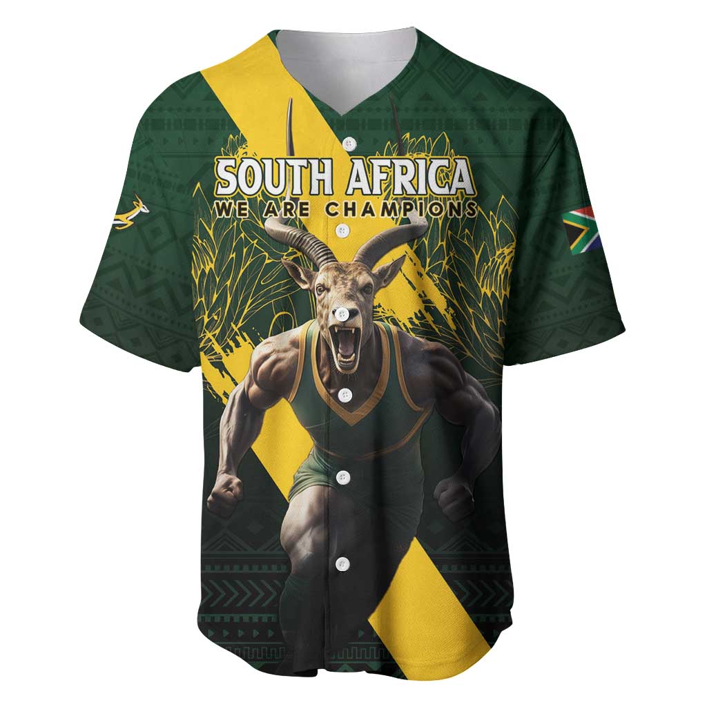 Personalised South Africa Rugby Baseball Jersey Proud Bokke We Are Champions LT7