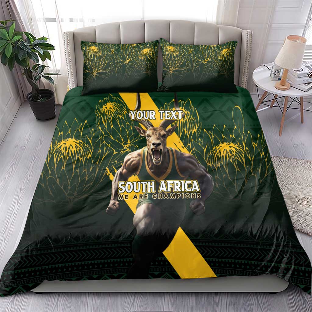 Personalised South Africa Rugby Bedding Set Proud Bokke We Are Champions LT7