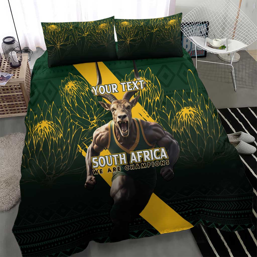 Personalised South Africa Rugby Bedding Set Proud Bokke We Are Champions LT7