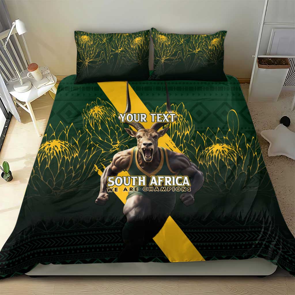 Personalised South Africa Rugby Bedding Set Proud Bokke We Are Champions LT7
