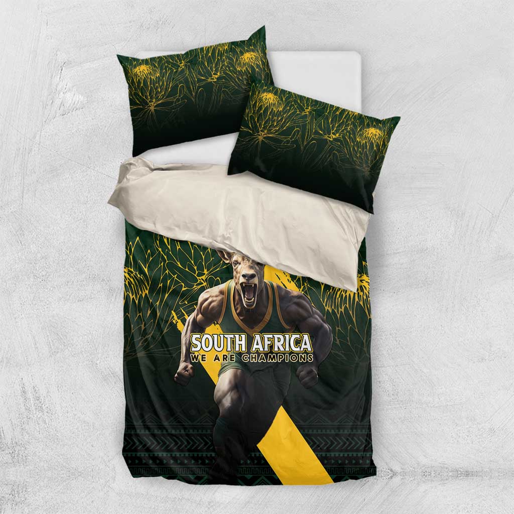 Personalised South Africa Rugby Bedding Set Proud Bokke We Are Champions LT7