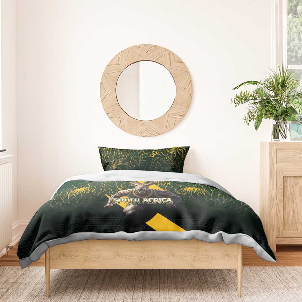 Personalised South Africa Rugby Bedding Set Proud Bokke We Are Champions LT7