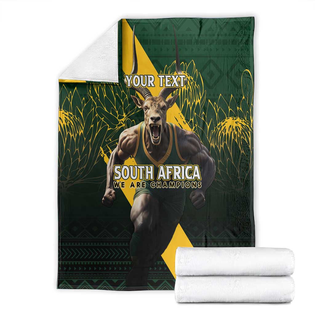 Personalised South Africa Rugby Blanket Proud Bokke We Are Champions LT7