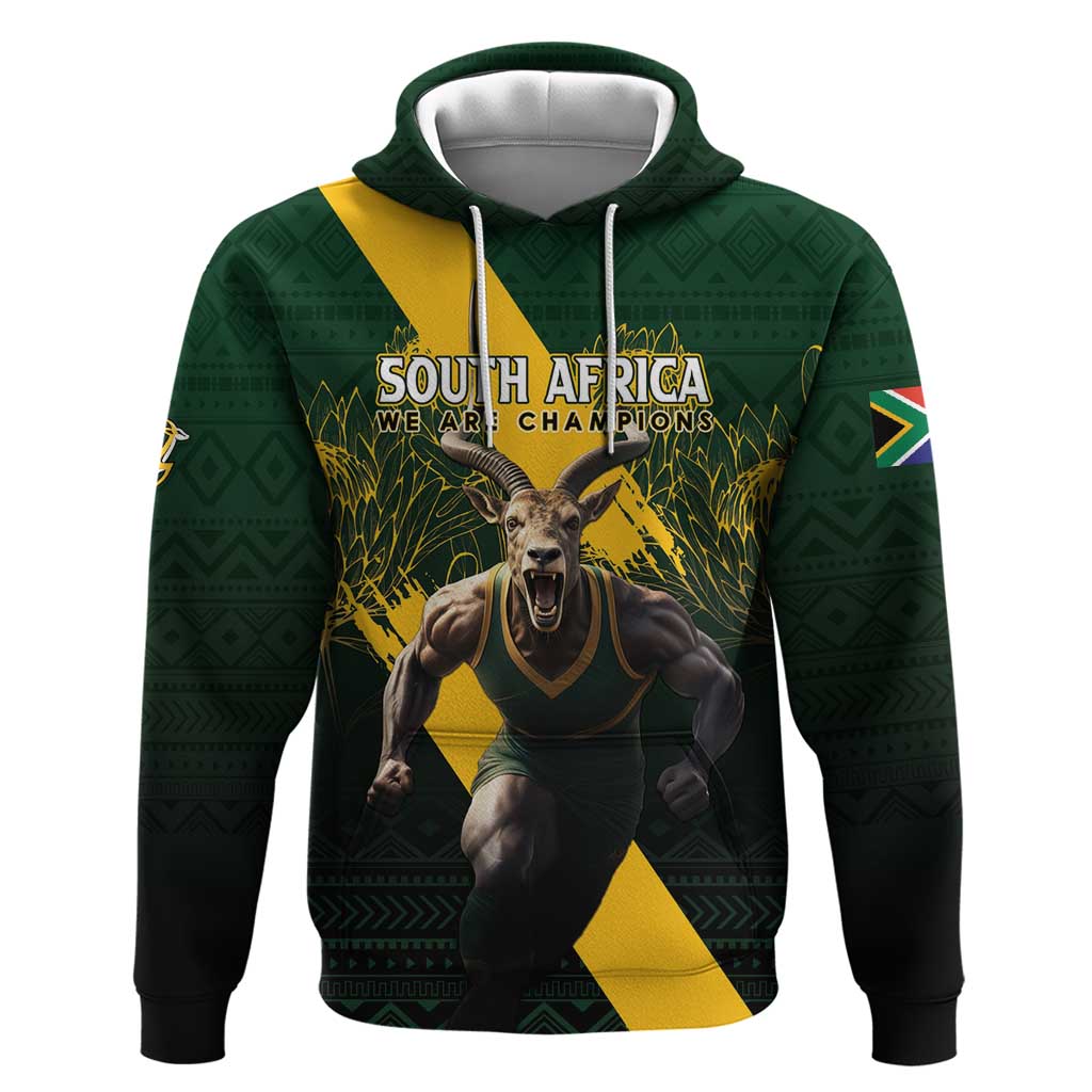 Personalised South Africa Rugby Hoodie Proud Bokke We Are Champions LT7