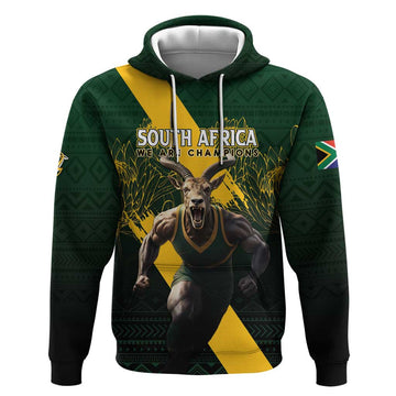 Personalised South Africa Rugby Hoodie Proud Bokke We Are Champions LT7