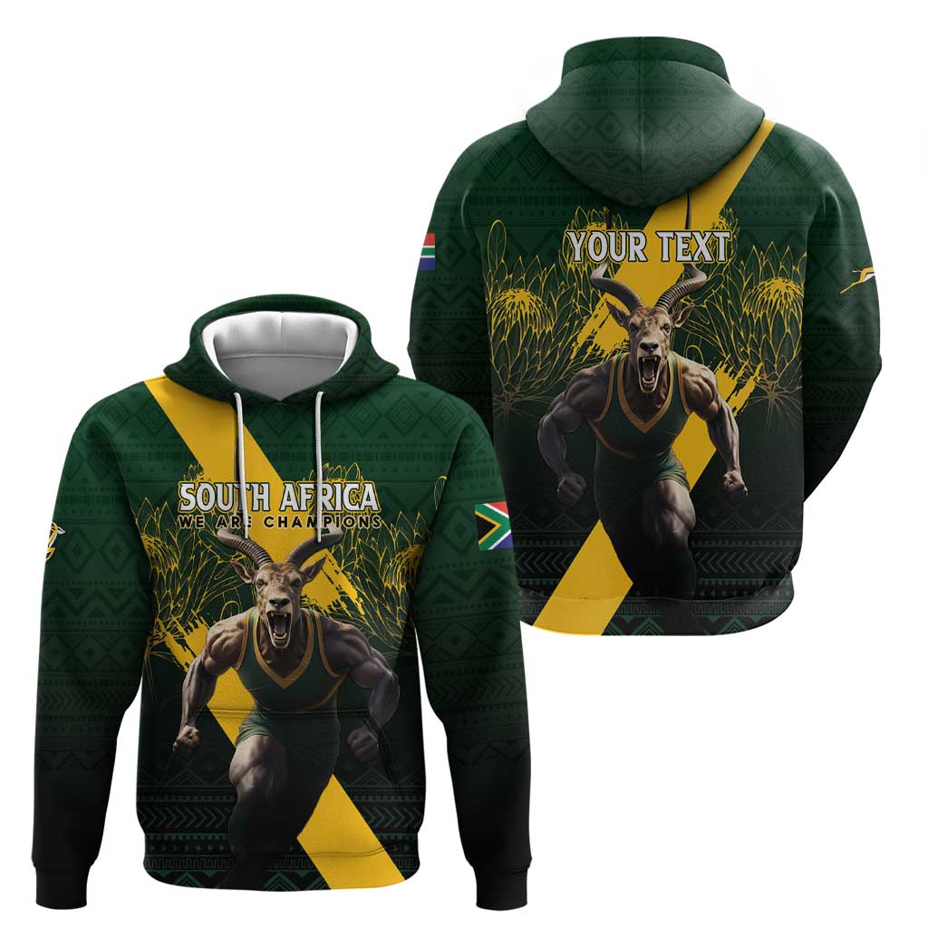 Personalised South Africa Rugby Hoodie Proud Bokke We Are Champions LT7