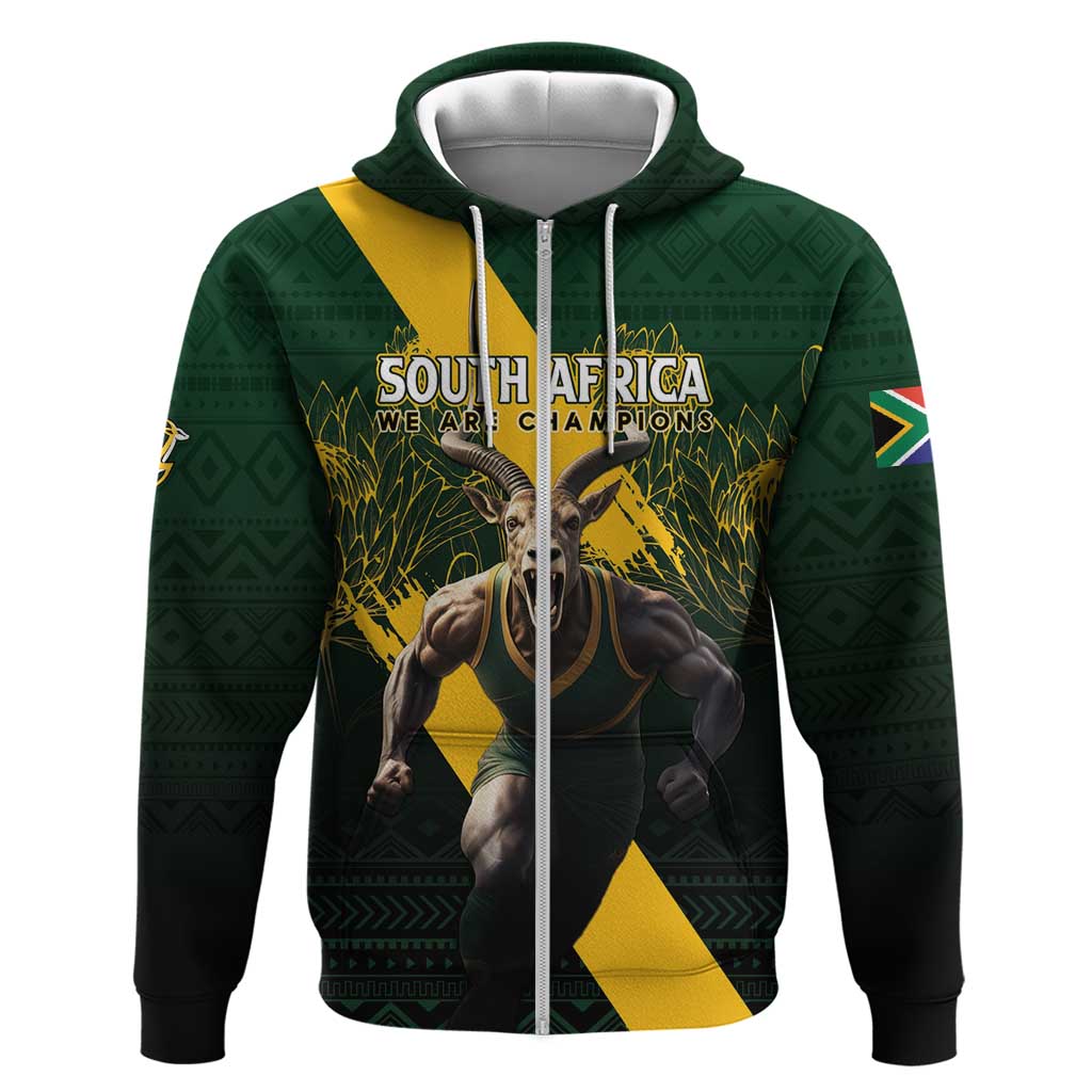 Personalised South Africa Rugby Hoodie Proud Bokke We Are Champions LT7